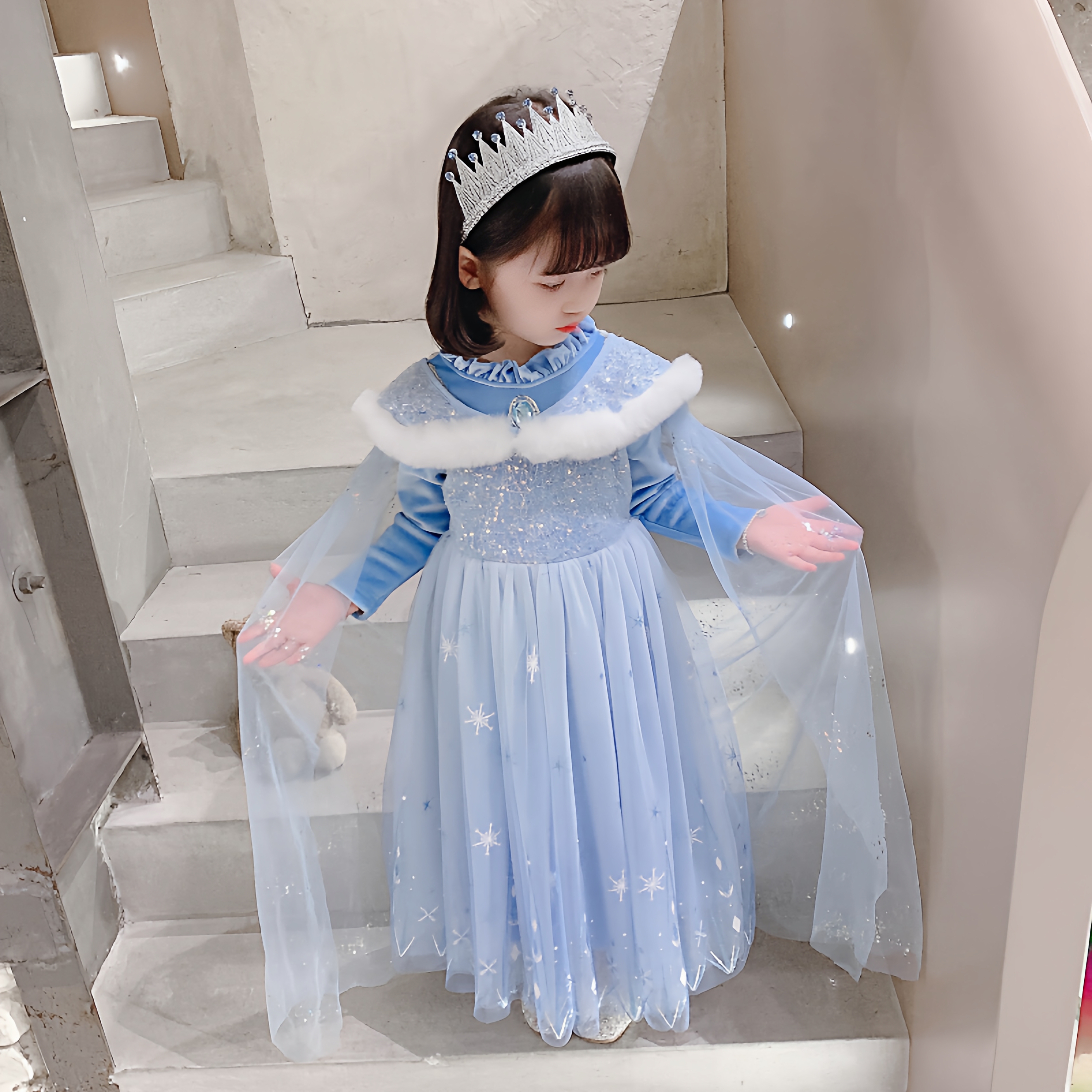 秋冬加绒冰雪奇缘艾莎公主裙生日爱沙连衣裙艾沙elsa长袖爱莎衣服