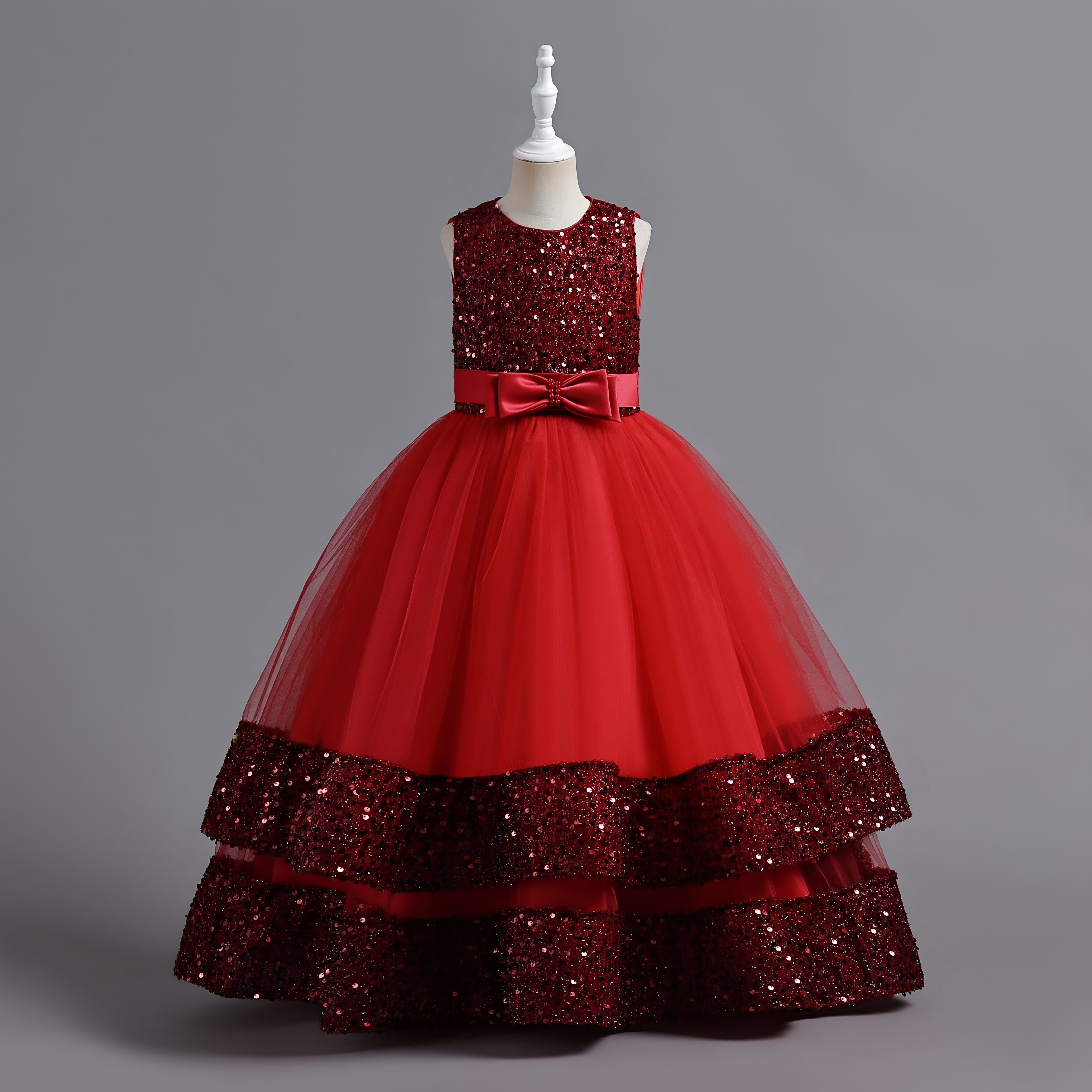 周岁生日礼服公主裙亮片宝宝抓周儿童裙子婚纱女童连衣裙六一演出