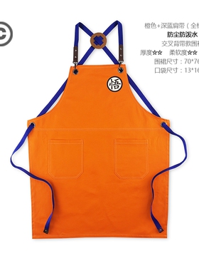 悟纯棉帆布PU防水厨房围裙家用餐饮工作服露营个性日式工作服定制