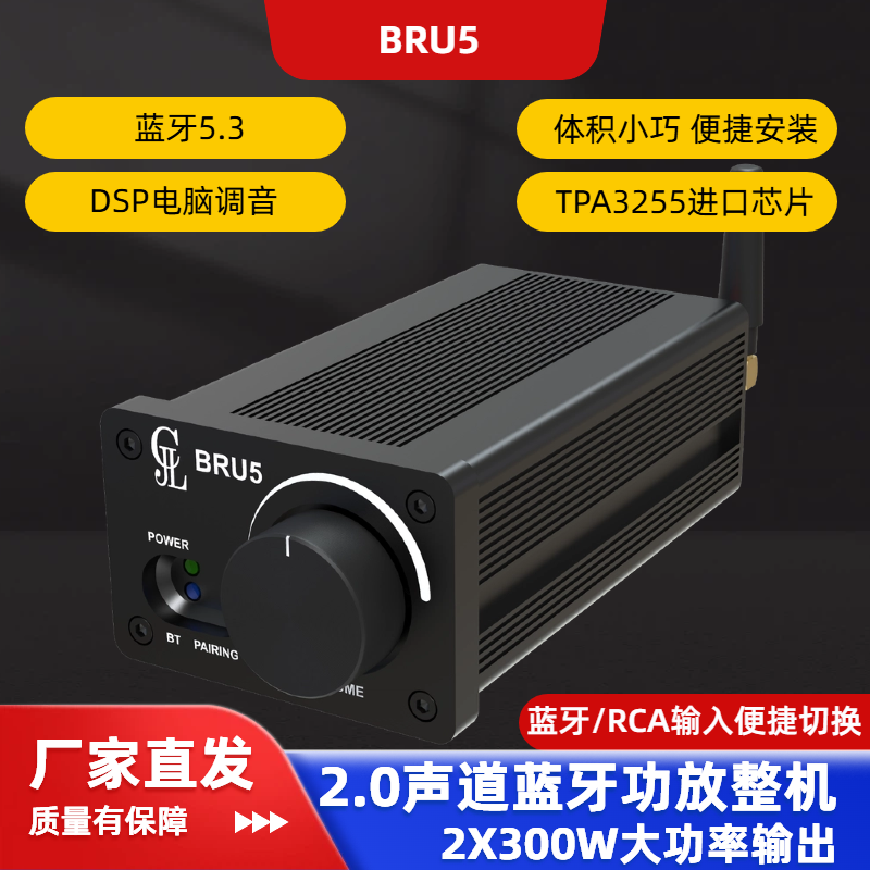 TPA3255 2x300W蓝牙5.3功放机立体声大功率DSP调