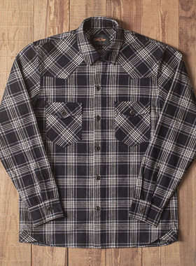 Double Seam 复古格子衬衫工装双口袋纯棉衬衣机车iron heart春季