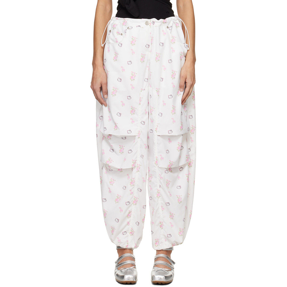 【特价】S码 jennie同款碎花印花工装裤 抽绳阔腿裤伞兵裤