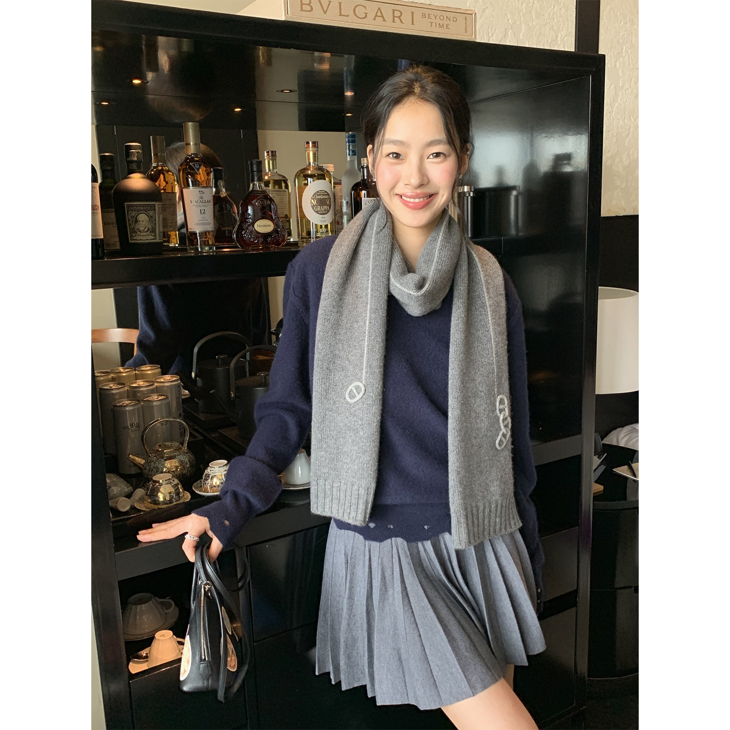 老钱风手工猪鼻子小山羊绒围巾