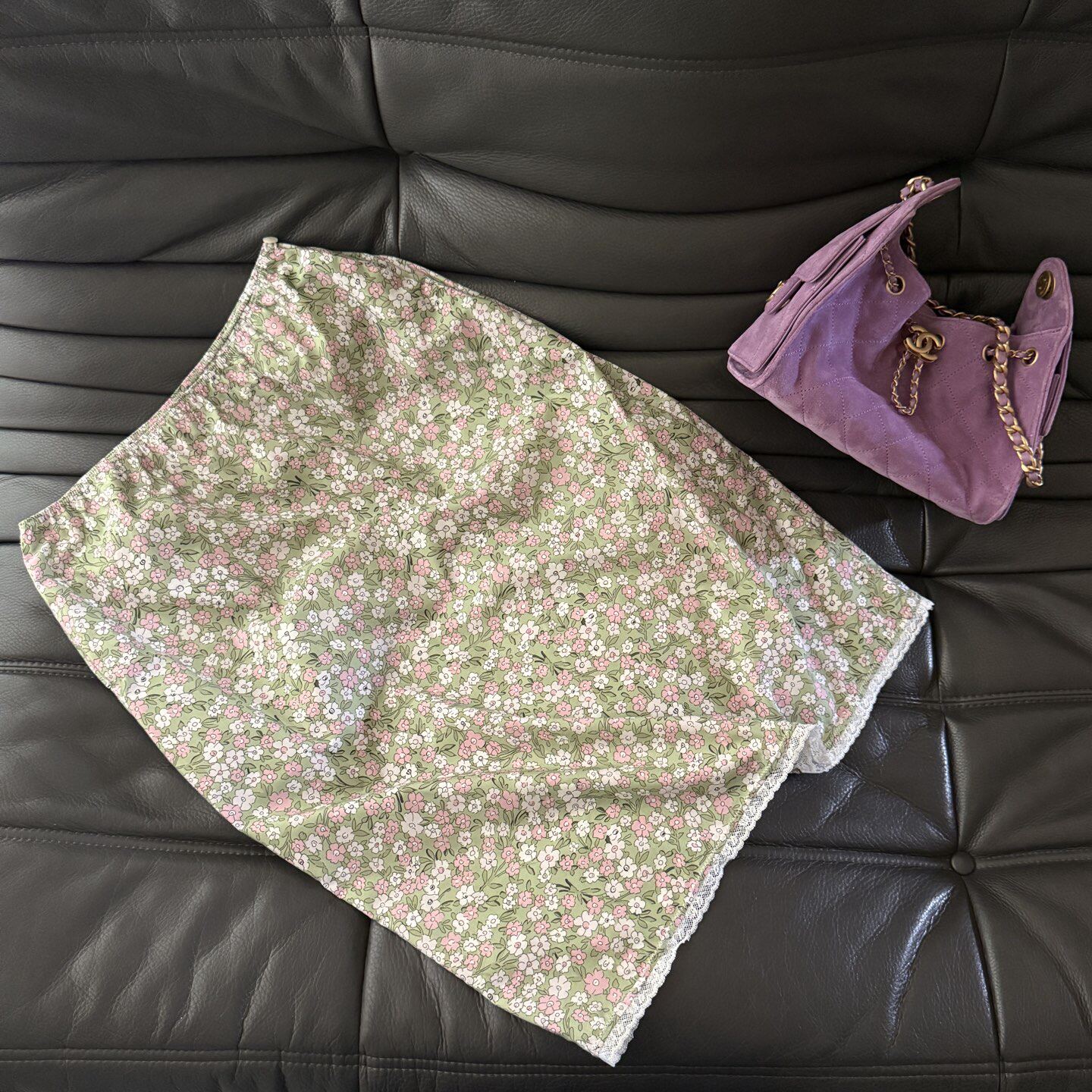 三角贴布蕾丝花边小碎花印花半身裙 26年春夏新款 博主风直筒裙