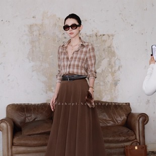 NeedShop1 【棕色格子衬衫】简约显白衬衫