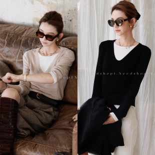 双色假两件拼接款 新款 羊毛软糯百搭上衣打底女 秋季 NeedShop1