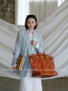 薄荷蓝高级感气质温柔风百搭羊毛西装 外套 新款 NeedShop12023冬季