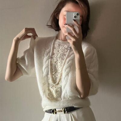 温柔气质设计感马海毛针织毛衣