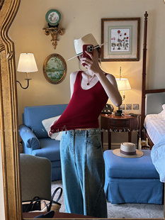 复古波尔多红醋酸百搭修身 内搭吊带背心 新款 NeedShop12024夏季