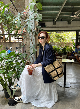 NeedShop1春季新款蓝色宽松休闲西服高级感廓形百搭西装外套女