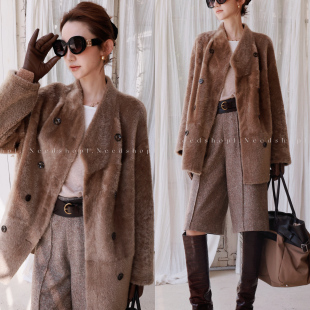 简约秋冬皮草 进口美利奴轻奢皮毛一体驼色中长款 NeedShop1 新款