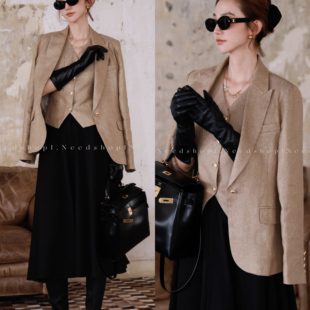 轻奢高智正肩亚麻金线马甲西服套装 新款 秋季 NeedShop1