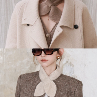 NeedShop1 双色羊绒精致小巧穿孔小围脖围巾 秋冬新款