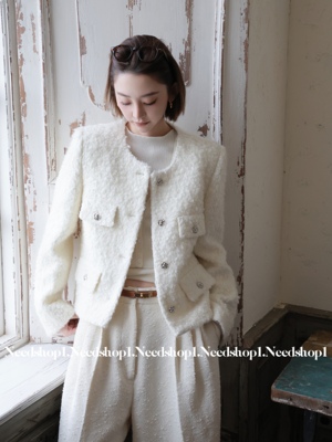 NeedShop1白色羊毛卷小香外套