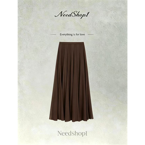 NeedShop1【垂感飘逸】显瘦飘逸感拼接百褶半身裙