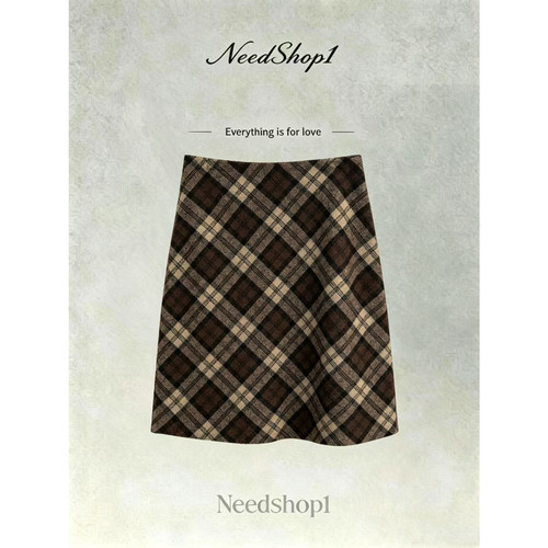 NeedShop1-3【摩登视觉】高腰显瘦A字中长款羊绒+羊毛半身裙
