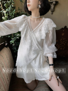 衬衣 上衣女设计感小众法式 NeedShop1 蕾丝拼接衬衫