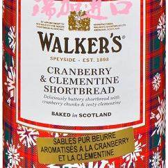 包邮加拿大Walkers Shortbread圣诞蔓越莓小柑橘黄油酥饼200g*2听