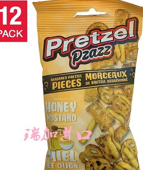 包邮加拿大Pretzel Pzazz椒盐蝴蝶脆饼干蜂蜜芥末味56克*12包订货