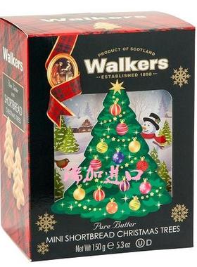加拿大Walkers Shortbread圣诞树形状节日黄油曲奇酥饼干150g*2包