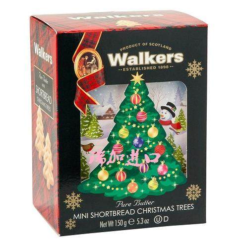 加拿大Walkers Shortbread圣诞树形状节日黄油曲奇酥饼干150g*2包