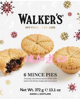 加拿大Walkers Christmas Fruit Tart圣诞黄油曲奇水果馅饼372g