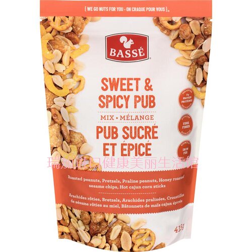 包邮加拿大Basse SWEET&SPICY甜辣蜂蜜芝麻花生饼干辣玉米条415g