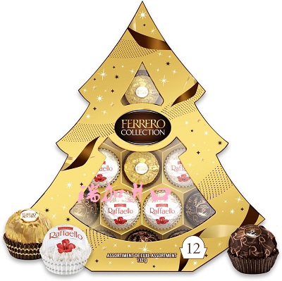 加拿大Ferrero费列罗巧克力球圣诞树礼盒12颗132克金沙拉斐尔朗慕