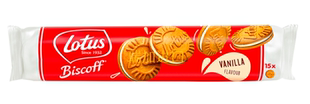 包邮加拿大LOTUS BISCOFF和情比利时香草奶油夹心酥饼干150克x2包