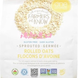 包邮加拿大One degree纯天然发芽全麦有-机滚压燕麦片680克无麸质