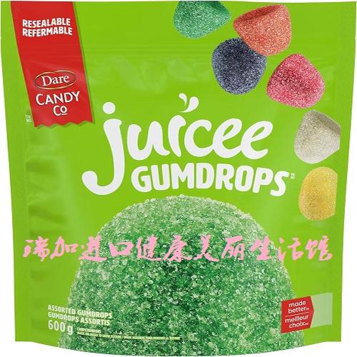 包邮加拿大Dare戴尔JUICEE覆盆子酸橙菠萝柠檬甘草水果软糖600g