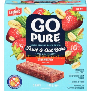 包加拿大邮Leclerc Go pure纯水果高纤燕麦棒苹果枣草莓味140克*2