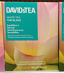包邮加拿大DAVIDsTEA buddha blend茉莉芙蓉桃白茶12包多口味搭配