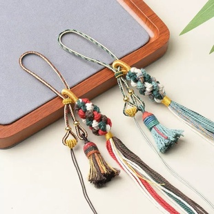 古风文玩把件绳葫芦玉佩吊坠挂绳香包手工编织棉线流苏长穗车挂绳