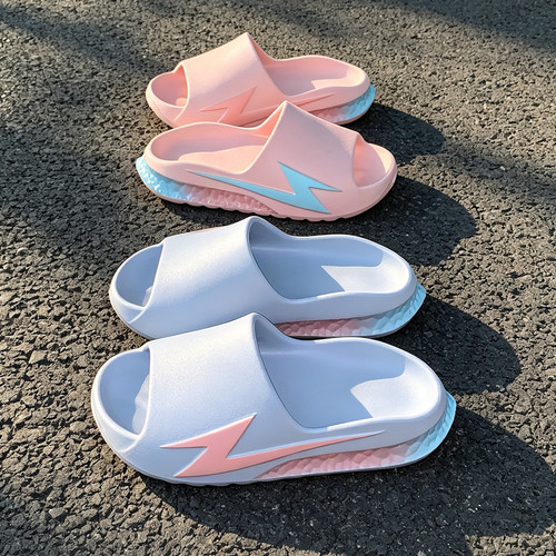 细细条休闲渐变闪电拖鞋男女
