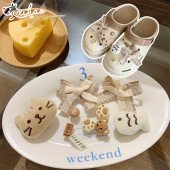 子装 可拆卸洞洞鞋 ins鞋 扣少女心可爱小猫格子蝴蝶结韩版 饰品 diy鞋