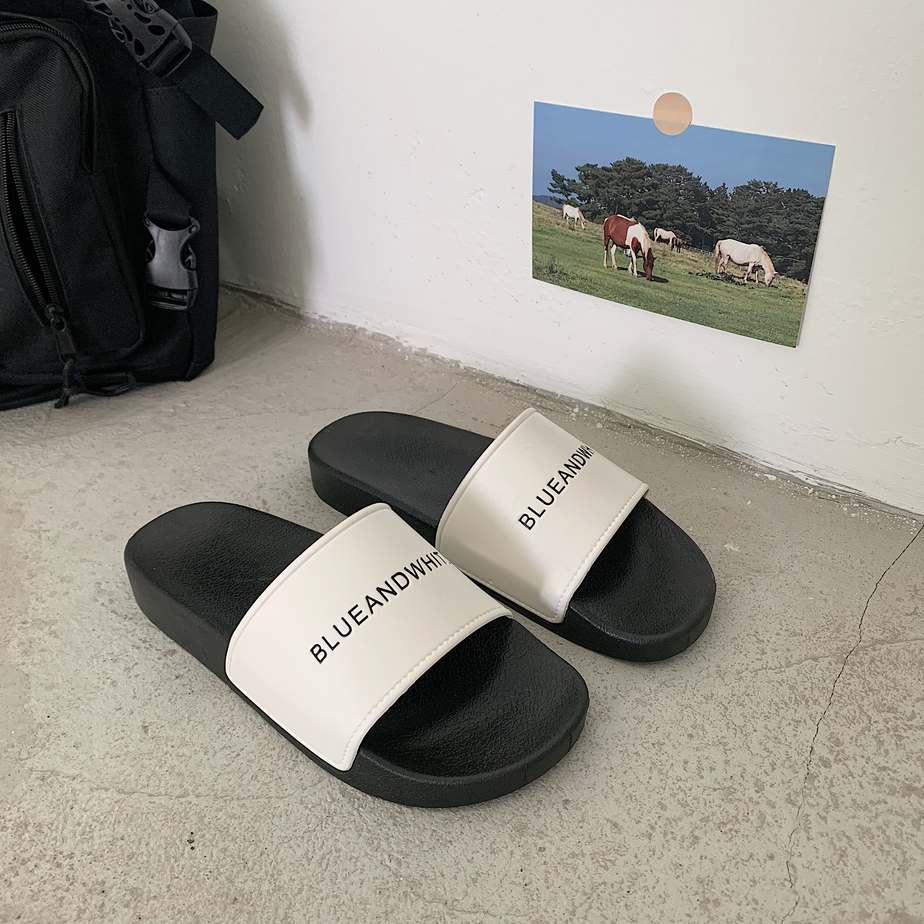 韩版简约风ins原宿潮港风凉拖鞋