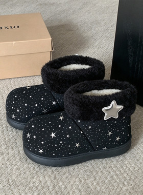 细细条甜酷星星户外雪地靴女