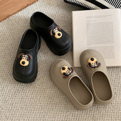 趣味卡通小狗厚底增高包头懒人半拖鞋 女春夏 户外防滑一脚蹬大头鞋