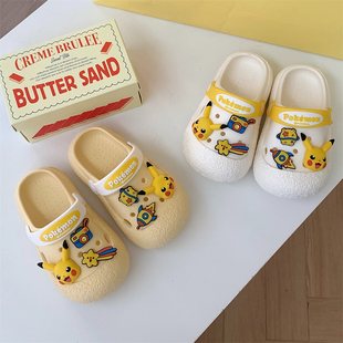海边沙滩男童女童包头可爱皮卡丘网红凉拖鞋夏儿童趣味百搭洞洞鞋