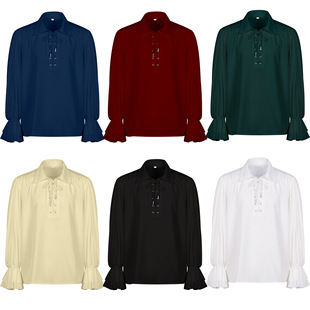 吸血鬼文艺复兴时期衬衫中世纪维多利亚时代衬衣朋克荷叶边cos服