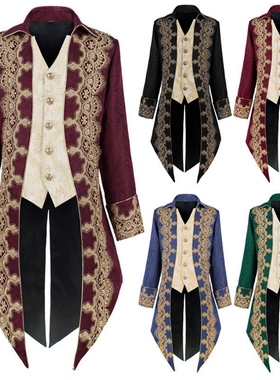 英伦风宫廷燕尾服中世纪西服外套中长款风衣朋克国王王子cos礼服