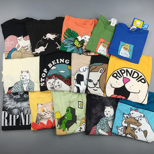 DIP贱猫印花短袖 T恤男女情侣宽松圆领潮牌上衣合集 RIP 新衣城