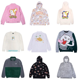 贱猫长袖 新衣城 DIP 卫衣外套中指猫咪滑板潮牌男女秋冬 RIP
