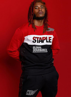 新衣城 STAPLE PLAYOFF CREWNECK鸽子刺绣黑红季后赛配色圆领卫衣