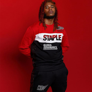 新衣城 STAPLE PLAYOFF CREWNECK鸽子刺绣黑红季后赛配色圆领卫衣