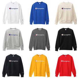 新衣城 Champion 日版经典草写logo加绒卫衣宽松潮牌情侣圆领套头