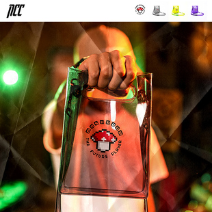 新衣城 MASHROOM PVC bag 像素蘑菇单肩包PVC透明手提便携胸包潮