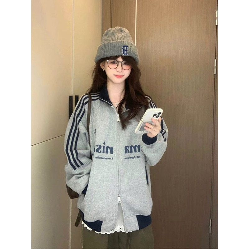 简约风可爱韩版上衣女秋季洋气设计感宽松大码百搭校园风卫衣外穿
