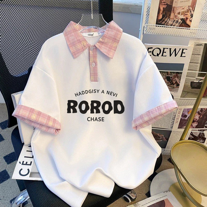 卡通印花POLO衫短袖T恤女童装夏季翻领减龄学院风ins宽松休闲上衣
